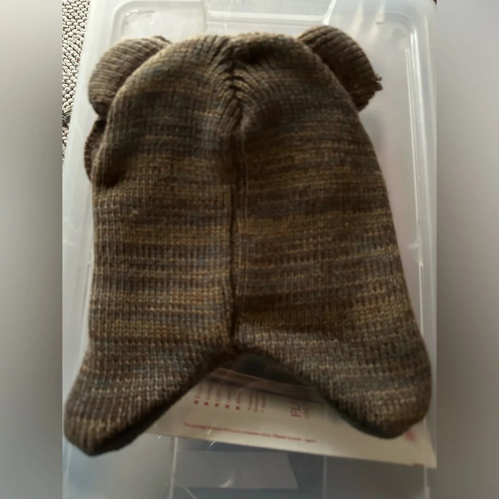 Brown Bear Knit Hat and Mittens Set